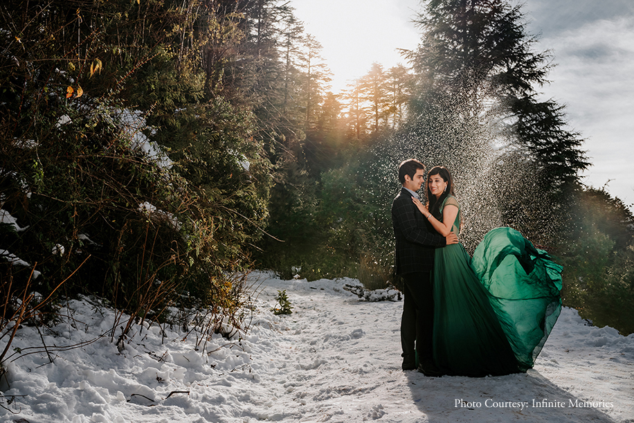 The quaint verdant hill station of Mussoorie provided the most picture-perfect backdrop for this romantic pre-wedding shoot