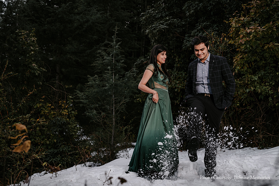 The quaint verdant hill station of Mussoorie provided the most picture-perfect backdrop for this romantic pre-wedding shoot