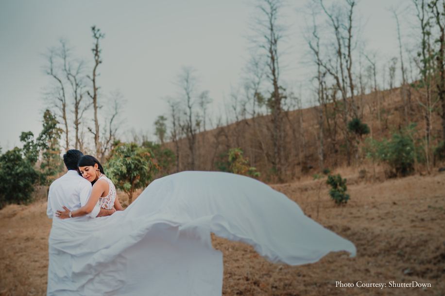 Sahil and Prachi put on their hiking shoes for a backpacking - themed pre-wedding photo shoot