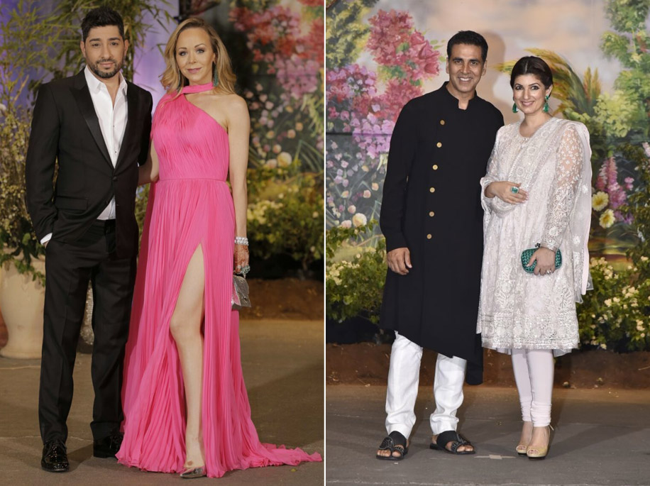 Tamara Ralph and Micheal Russo, Akshay Kumar and Twinkle Khanna at Sonam Kapoor's Reception