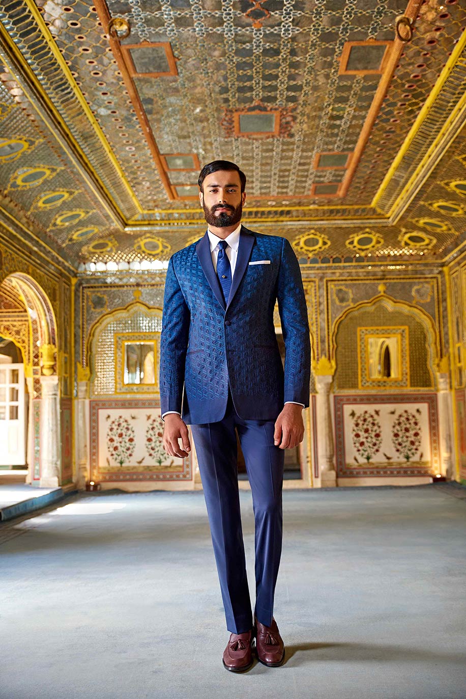 Classic Blue Embroidered Suit