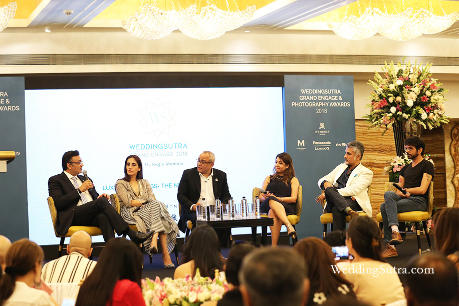 Third panel discussion – Anuraag Bhatnagar, Farah Khan, Mahesh Shirodkar, Sheetal Munshaw, Arjun Khanna and Vishal Punjabi at WeddingSutra Grand Engage 2018